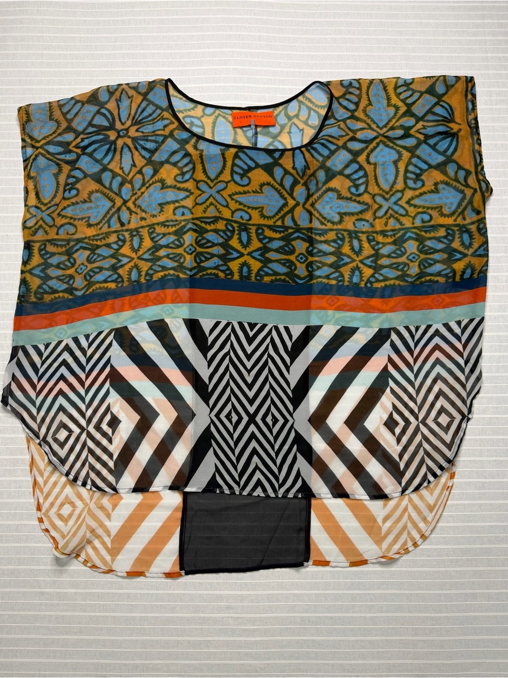 Clover Canyon Multicolor Mixed-Print Blouse - Blue, Orange, Black